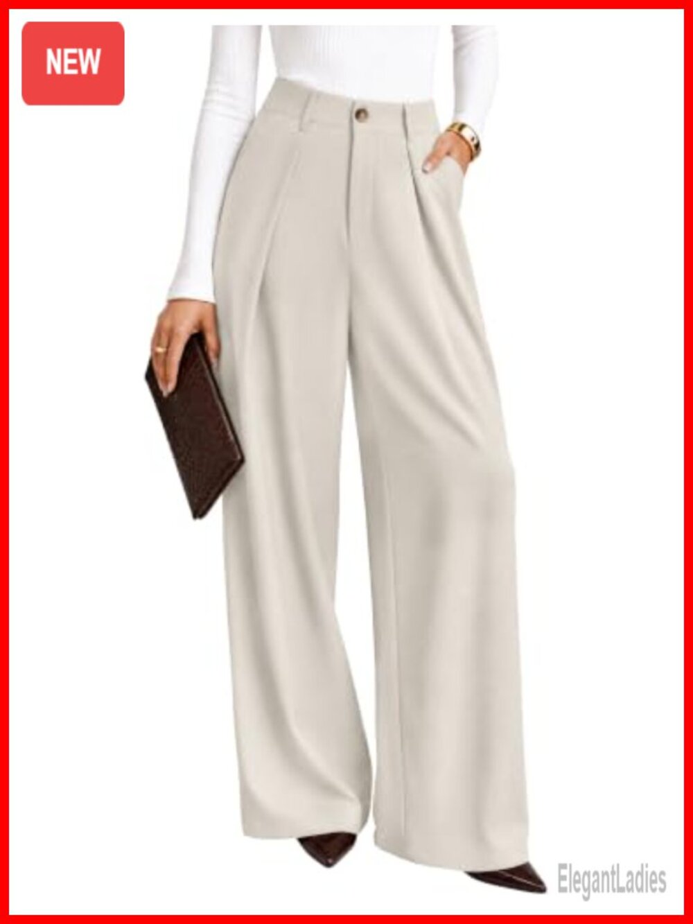 MEROKEETY Women's High Waisted Wide Leg Palazzo Dress Pants Trousers Pleated